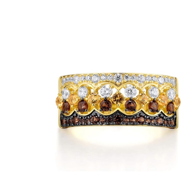 14k Champagne Vanilla Chocolate Diamonds Ring - Picture 2 of 7